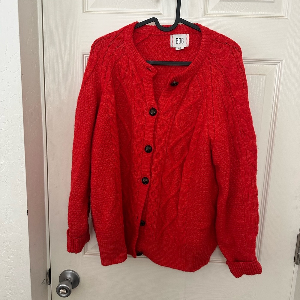 BDG Vibrant Red Knit Cardigan